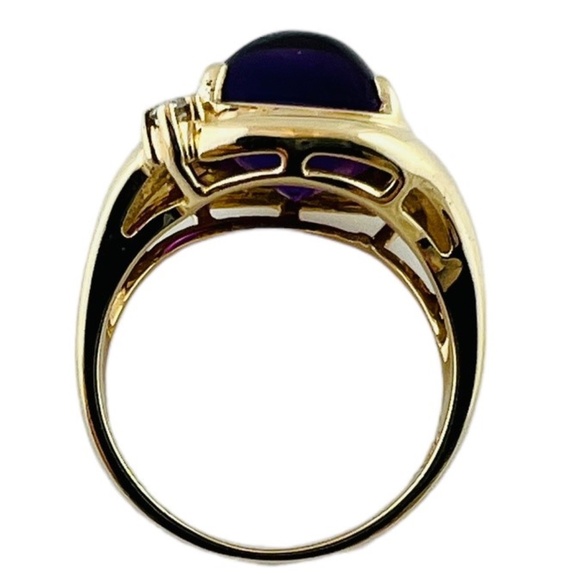14K Yellow Gold Amethyst Diamond Ring Size 6.25 #15670 - Picture 5 of 9